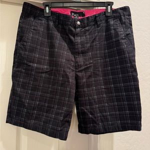 Vurt Shorts Men 36 Chino Plaid Mid Rise Zip Up 37x10.5 Skate Logo Casual Cruise